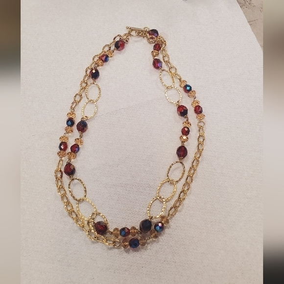 Long Double Layered Multigem Stone Necklace.  Very dressy 🌴 - Picture 3 of 8